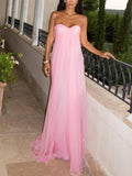 Aurohaya Elegant Strapless A-Line Pleated Maxi Dress
