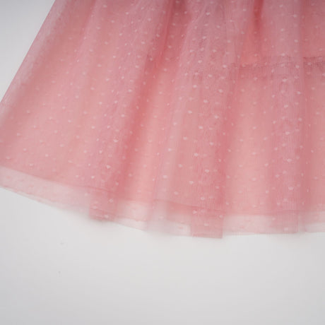 Aurohaya Aimée pink dot-detail ruffled tulle midi dress