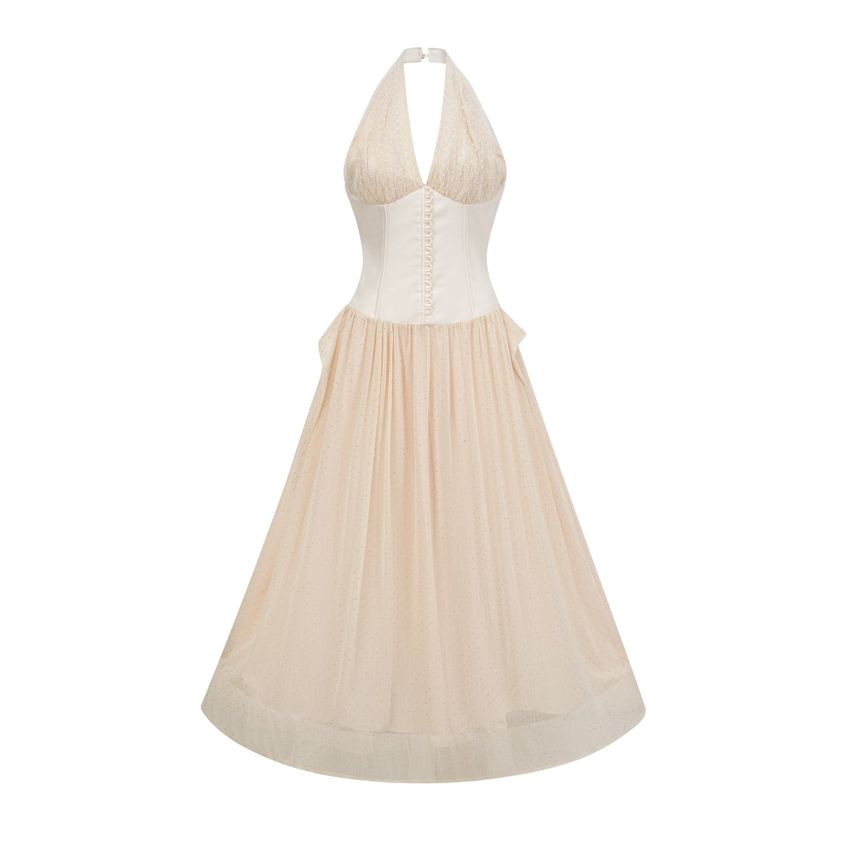 Aurohaya Charlotte halterneck tulle midi dress