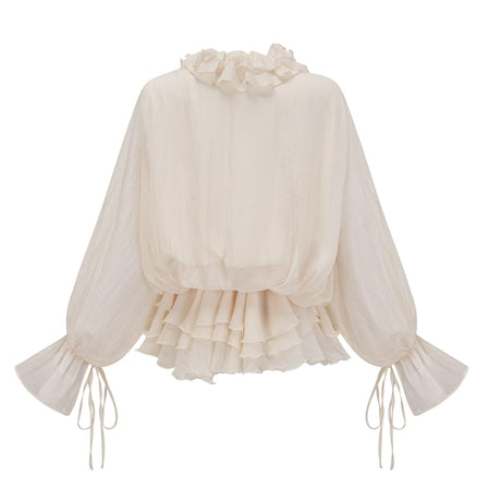 Aurohaya Léonie floral-appliqué tiered mini dress in Neutrals