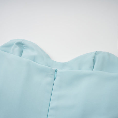 Aurohaya Carlotta blue pleated corset maxi dress