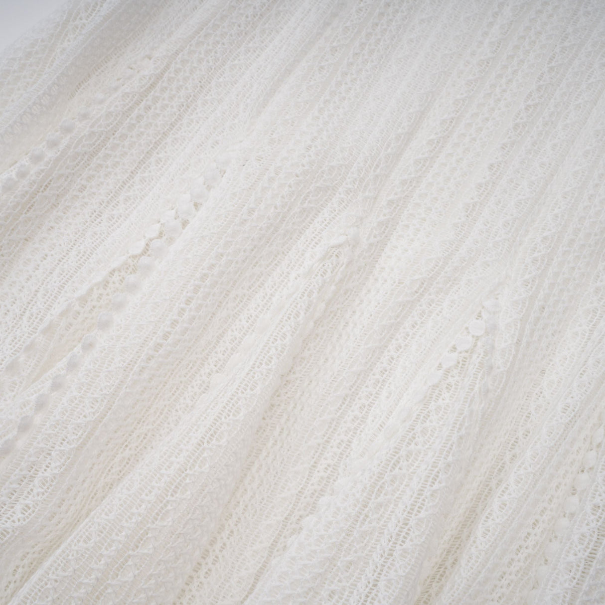 Aurohaya Hélène white pointelle puff midi dress