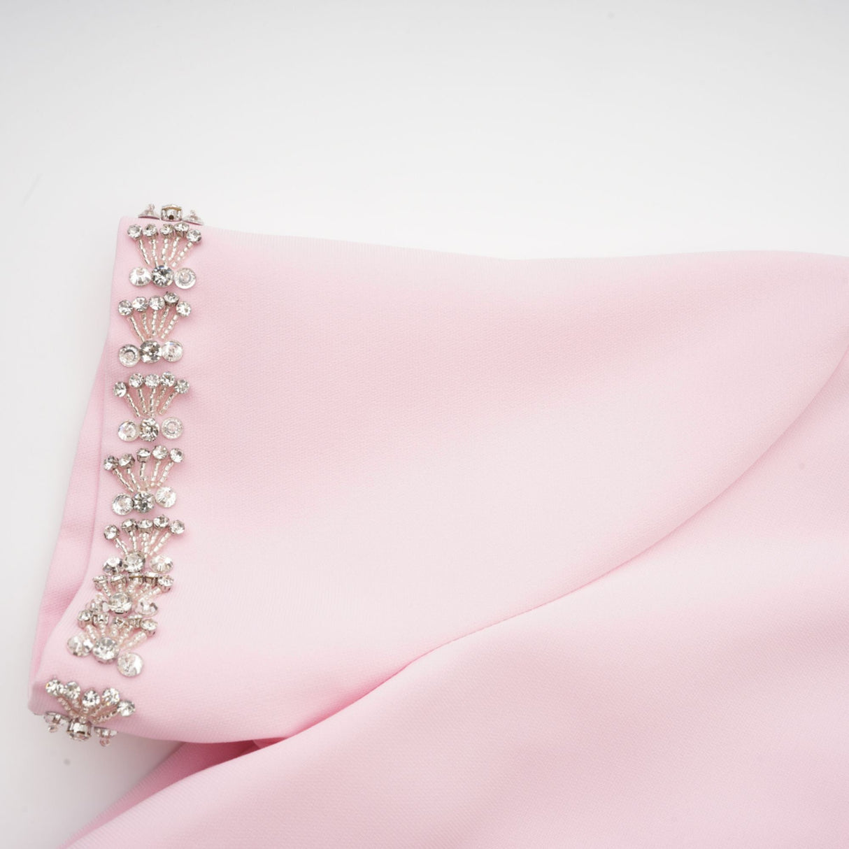 Aurohaya Cassi crystal-accented pink bow midi dress