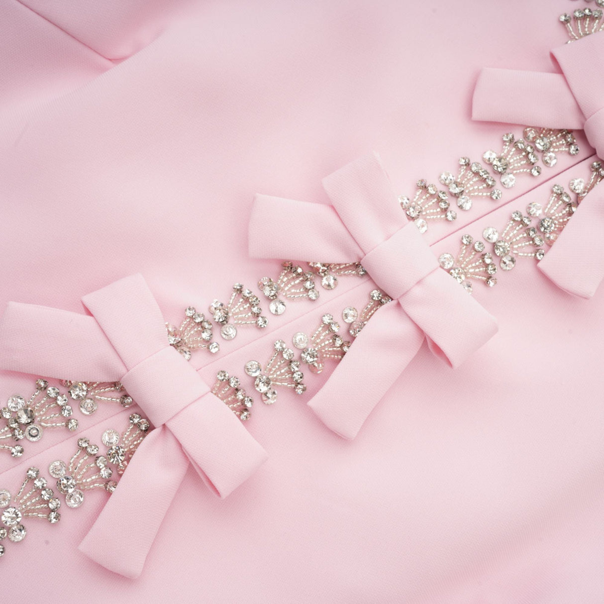 Aurohaya Cassi crystal-accented pink bow midi dress