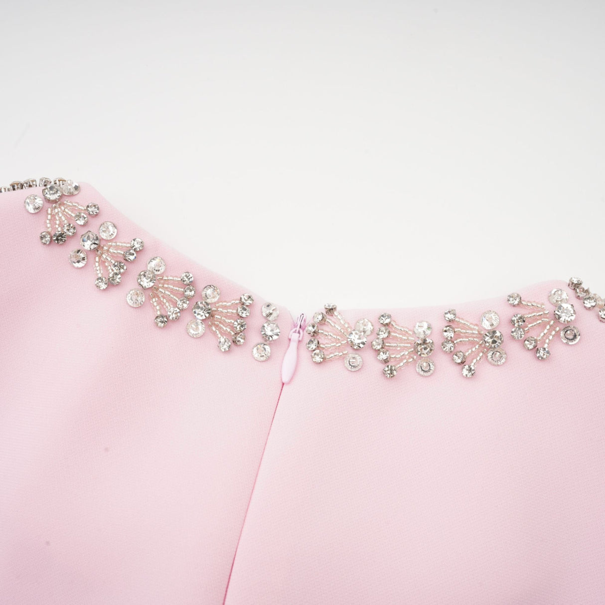 Aurohaya Cassi crystal-accented pink bow midi dress