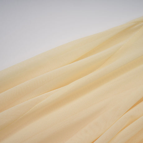Aurohaya Josiane yellow off-shoulder sheer tulle maxi dress