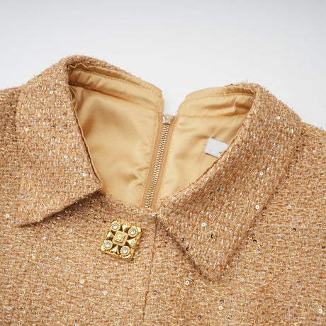 Aurohaya Morgane tweed long-sleeve mini dress