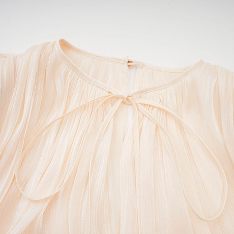 Aurohaya Eugénie Neutral Fully Pleated Ruffled Mini Dress