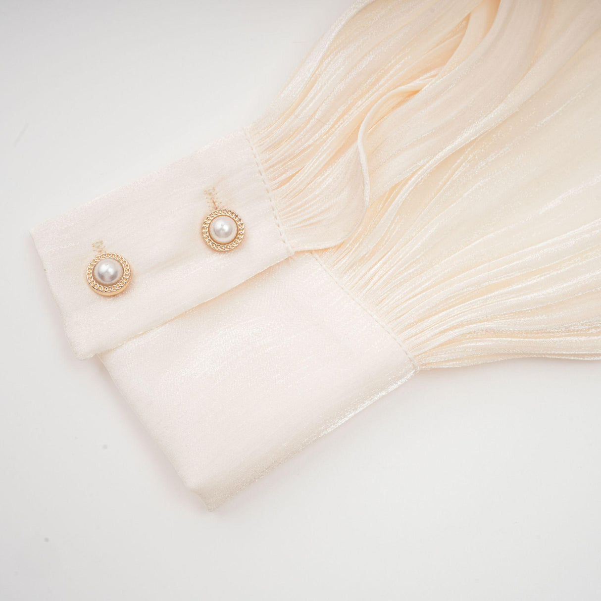 Aurohaya Eugénie Neutral Fully Pleated Ruffled Mini Dress