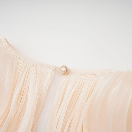 Aurohaya Eugénie Neutral Fully Pleated Ruffled Mini Dress