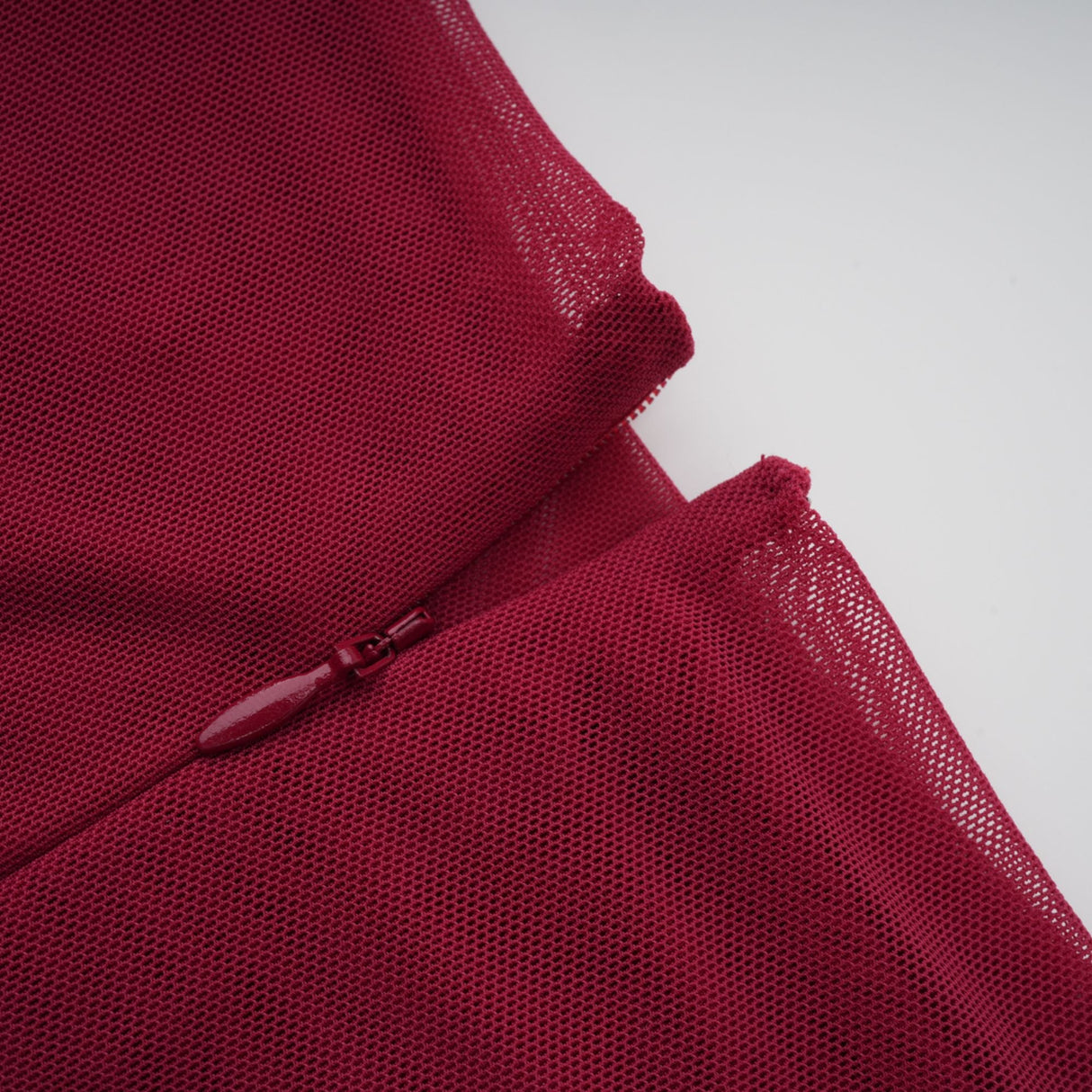 Aurohaya Sylphe Red Asymmetrical Ruched Mesh Maxi Dress