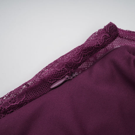 Aurohaya Célestine Magenta Lace Bodice Ruched Maxi Dress