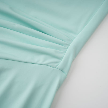 Aurohaya Katya Green Asymmetrical Gathered Maxi Dress