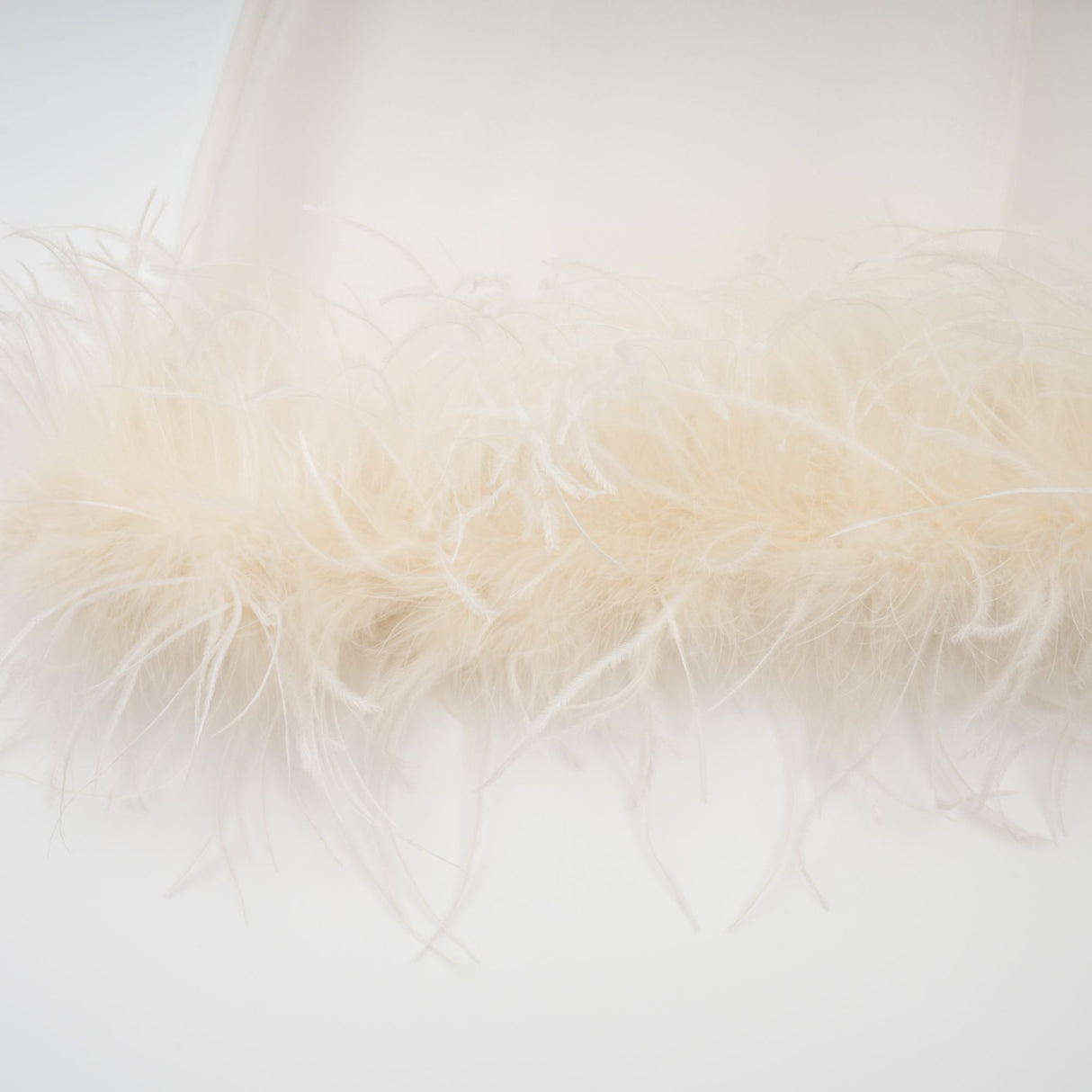 Aurohaya Adrienne White Feather Trim Mini Dress