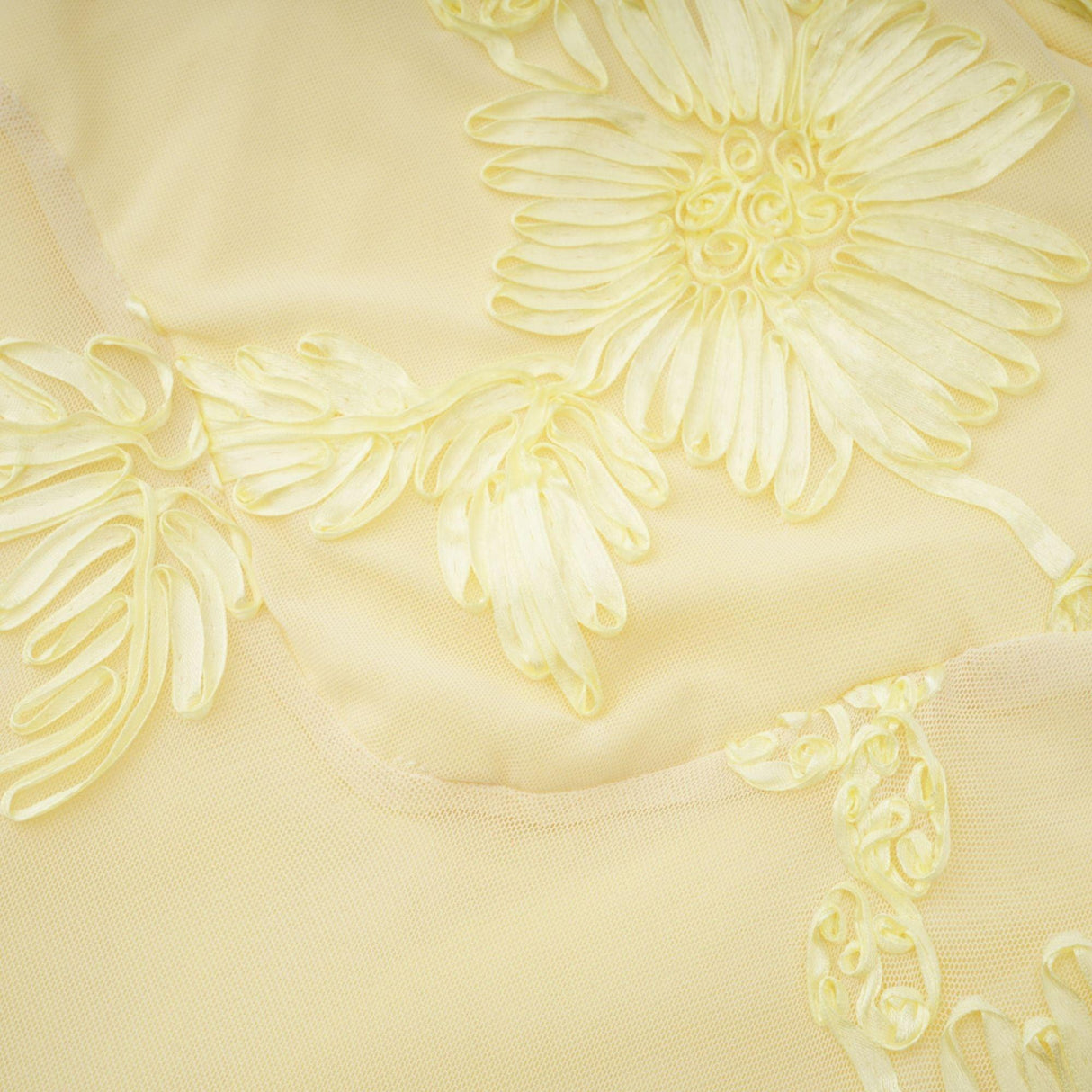 Aurohaya Théoline Yellow Floral Appliqué Corset Maxi Dress