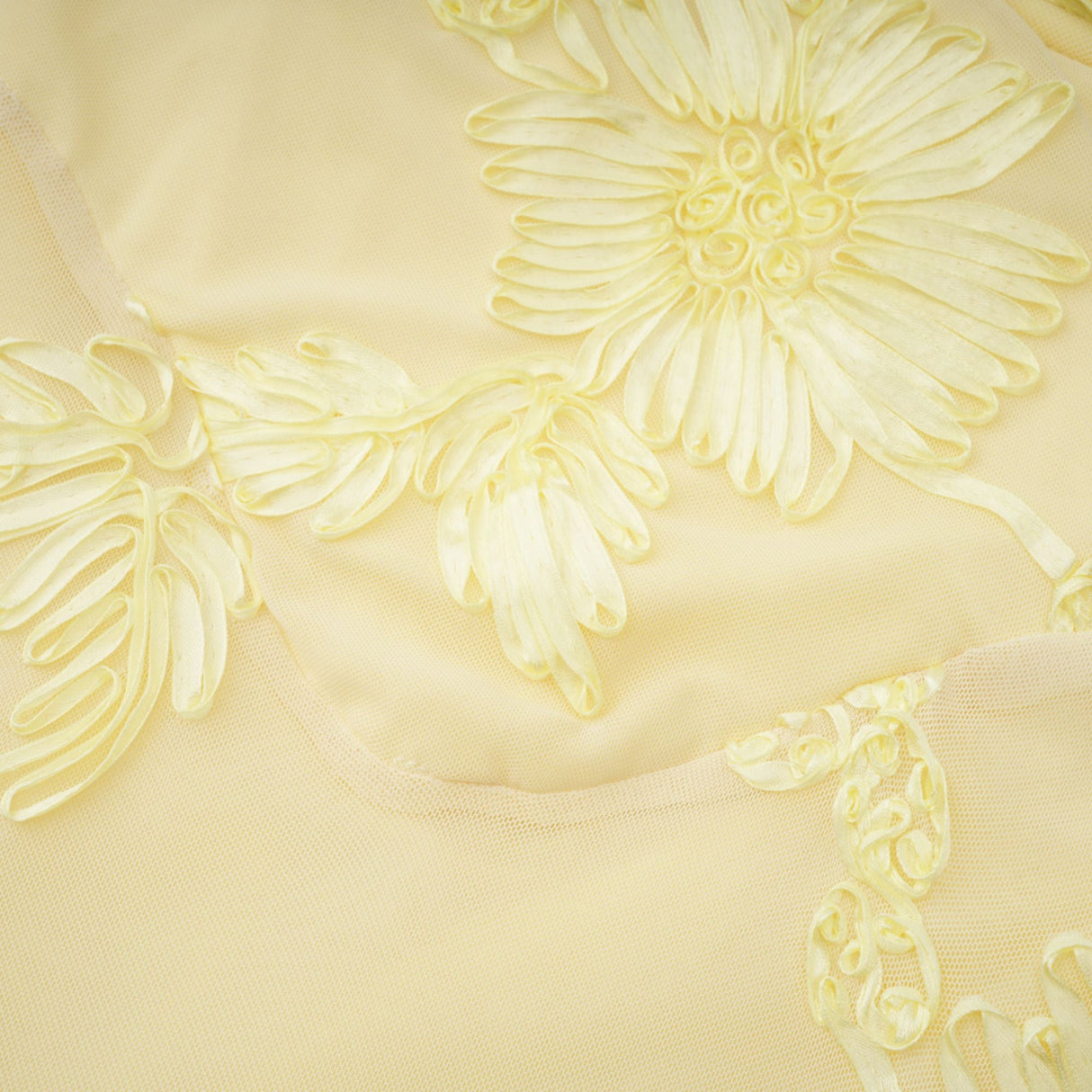 Aurohaya Théoline Yellow Floral Appliqué Corset Maxi Dress