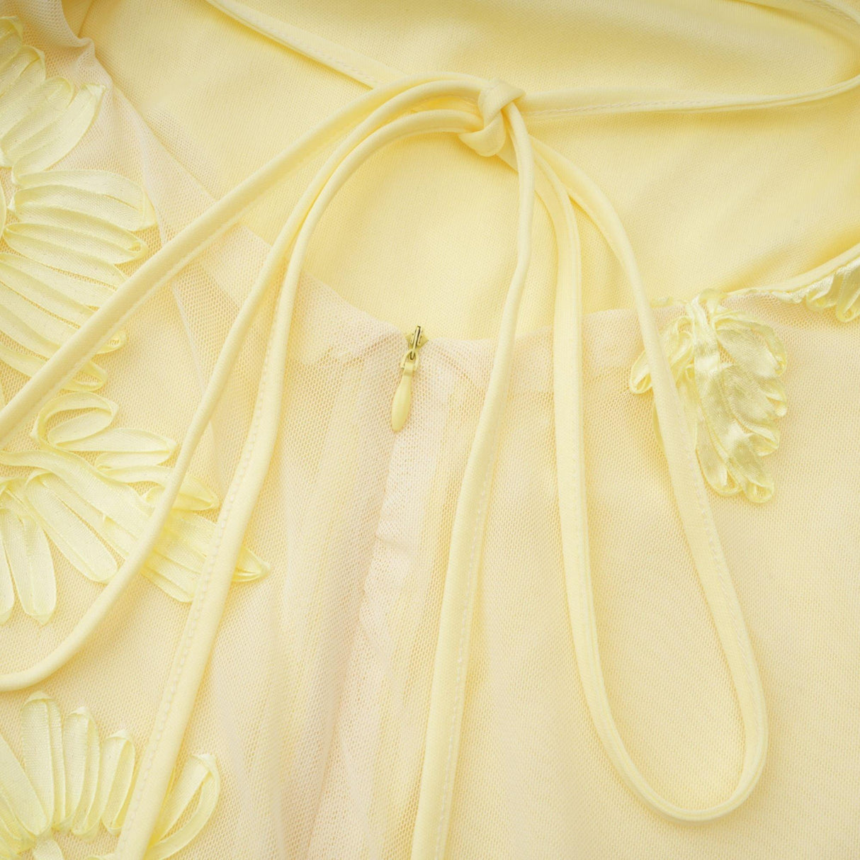 Aurohaya Théoline Yellow Floral Appliqué Corset Maxi Dress