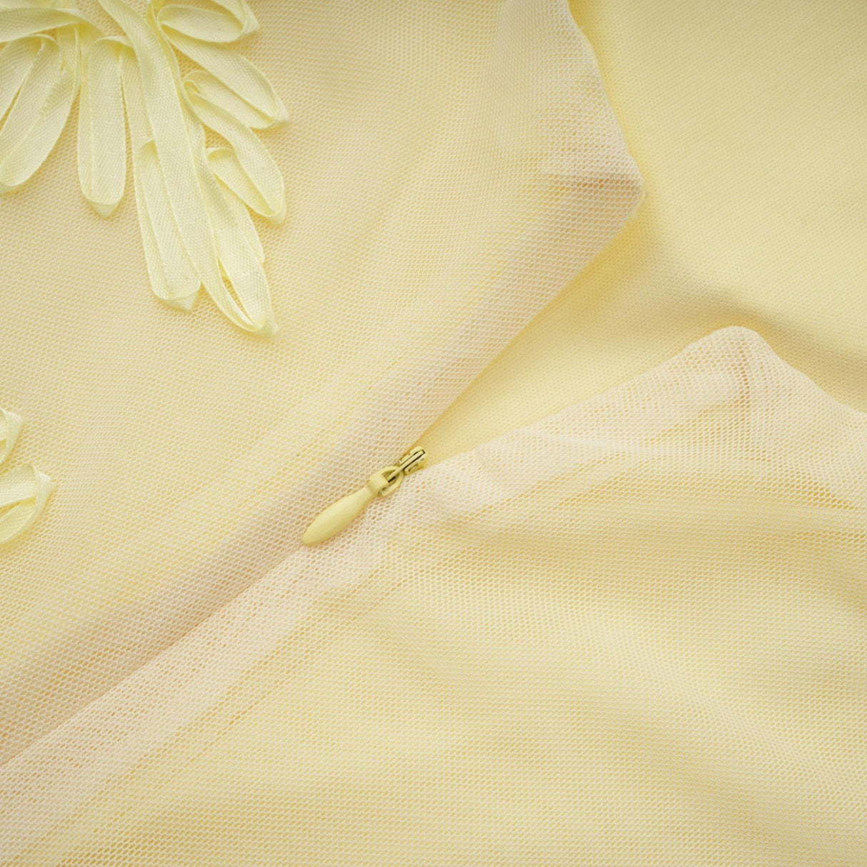 Aurohaya Théoline Yellow Floral Appliqué Corset Maxi Dress