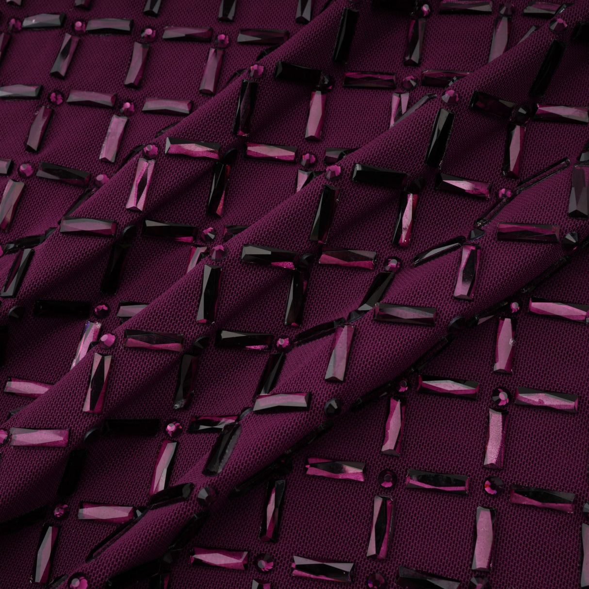 Aurohaya Térébenthine Purple Rhinestone Mesh Maxi Dress