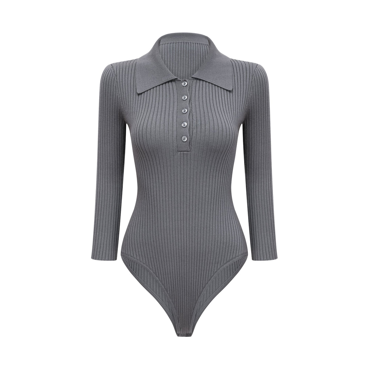 Aurohaya Claire Grey Ribbed Knit Bodysuit & Trousers Set