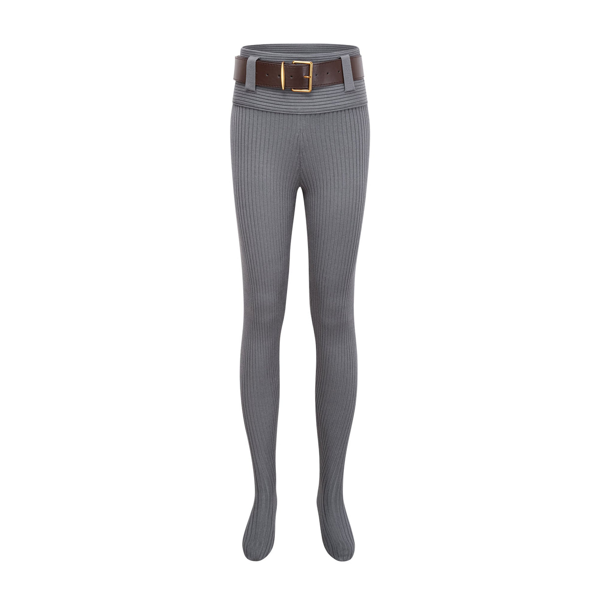 Aurohaya Claire Grey Ribbed Knit Bodysuit & Trousers Set