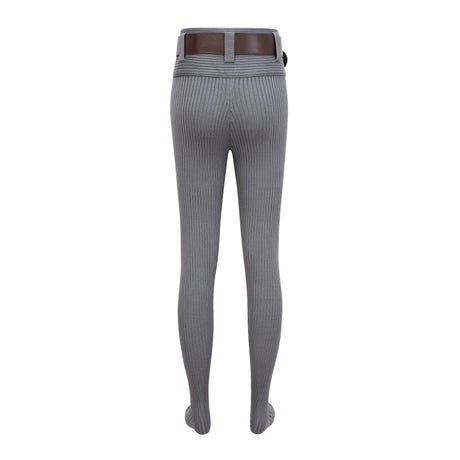 Aurohaya Claire Grey Ribbed Knit Bodysuit & Trousers Set