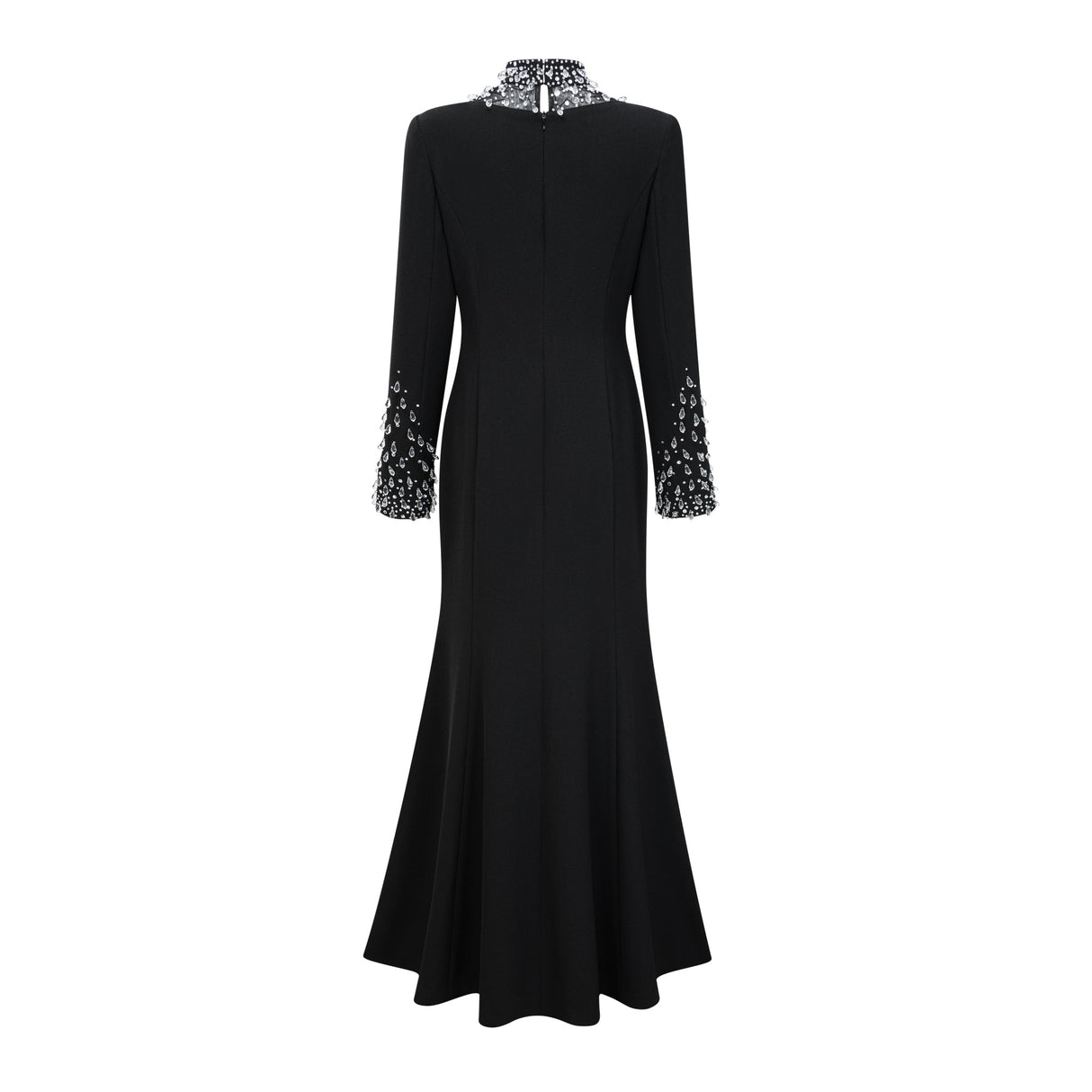 Aurohaya Oona Black Embellished Flared Maxi Gown