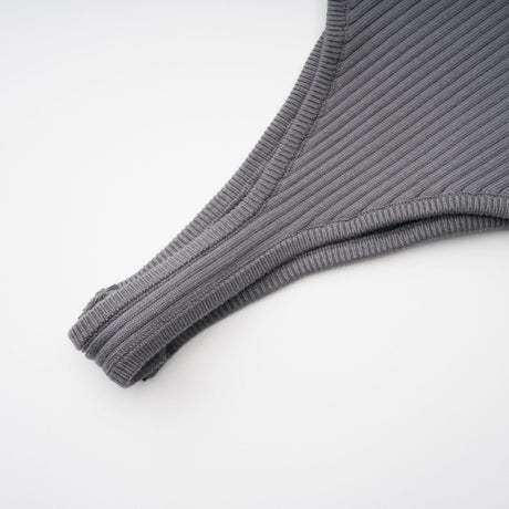 Aurohaya Claire Grey Ribbed Knit Bodysuit & Trousers Set