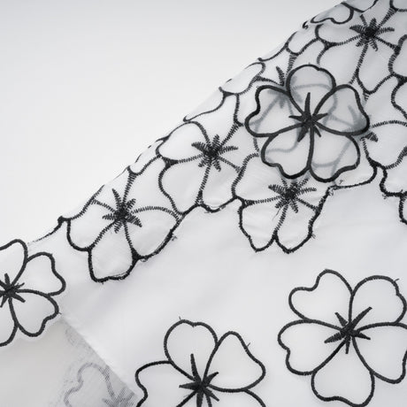 Aurohaya Yaelle White Floral Appliqué Tulle Midi Dress