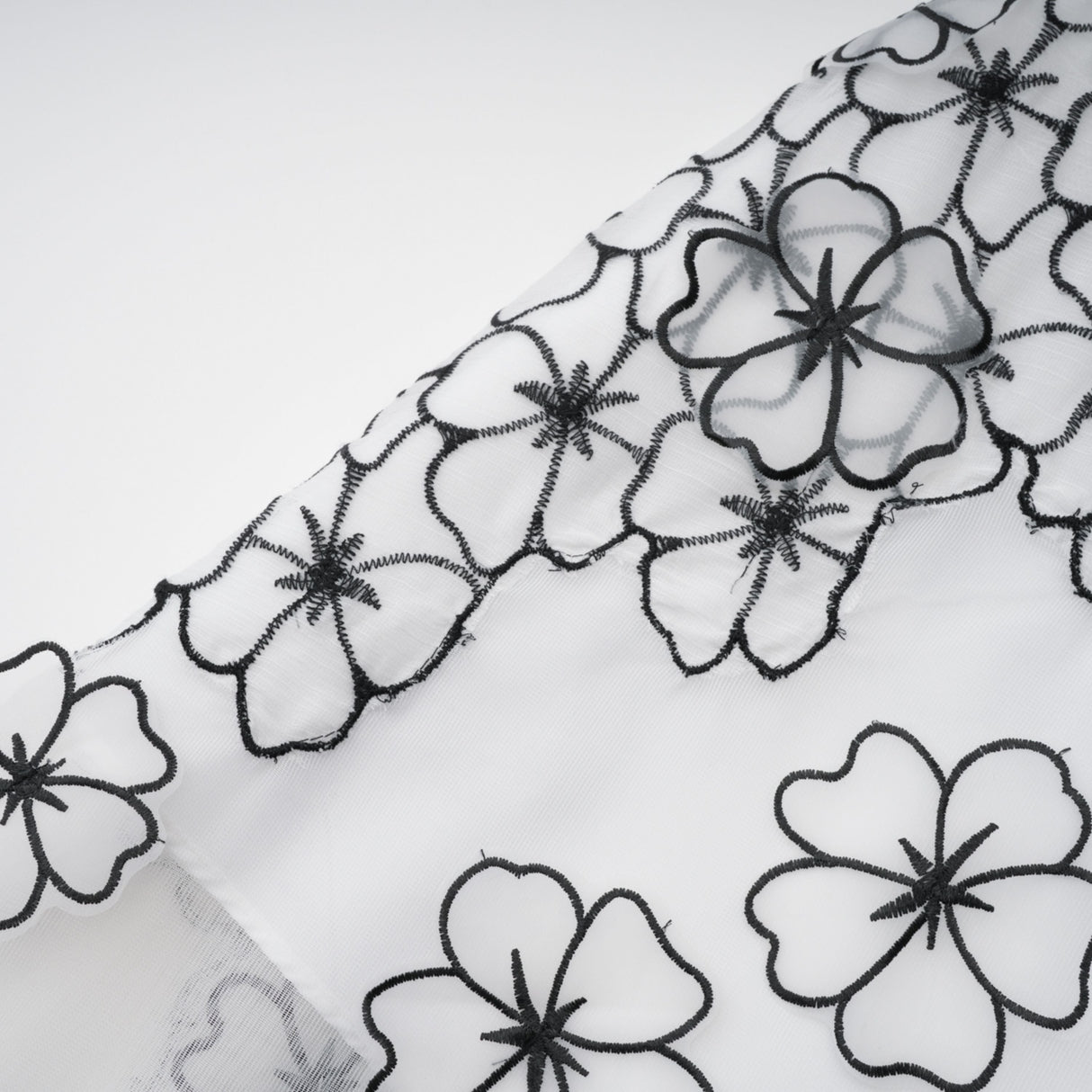 Aurohaya Yaelle White Floral Appliqué Tulle Midi Dress