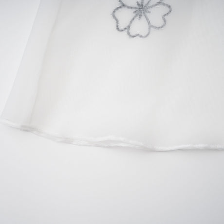 Aurohaya Yaelle White Floral Appliqué Tulle Midi Dress