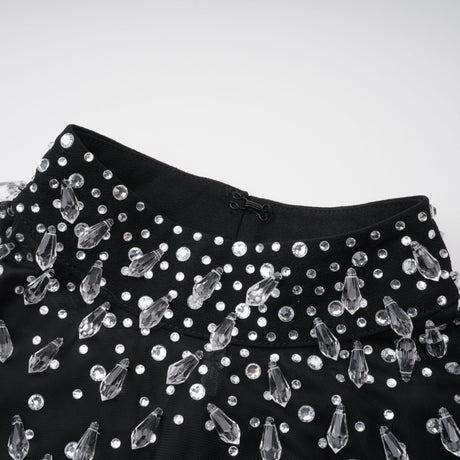 Aurohaya Oona Black Embellished Flared Maxi Gown