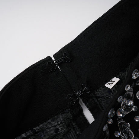 Aurohaya Oona Black Embellished Flared Maxi Gown