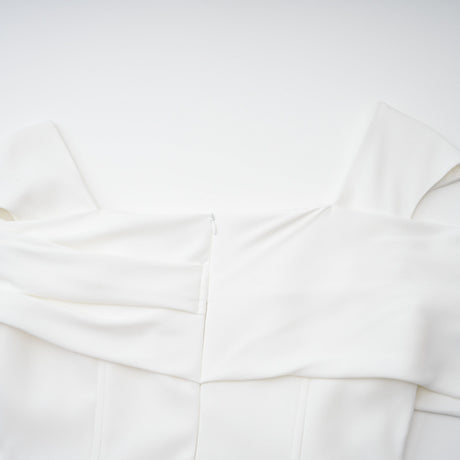 Aurohaya Solara White Draped Midi Dress