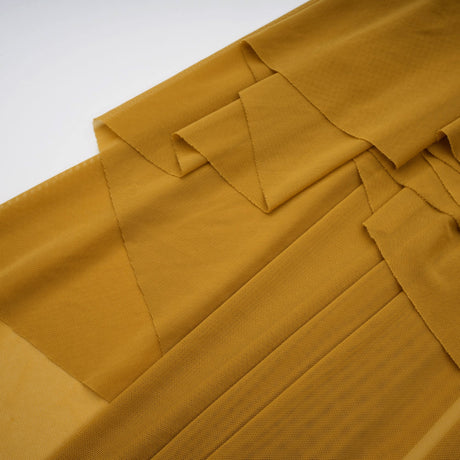 Aurohaya Ludivine ocher off-shoulder cut-out ruched maxi dress
