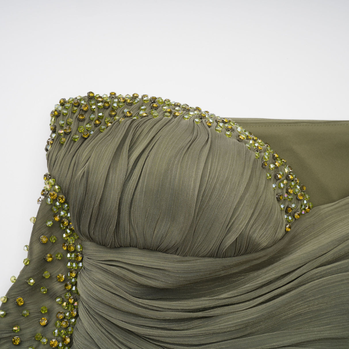 Aurohaya Katrin Green One Shoulder Ruched Maxi Dress