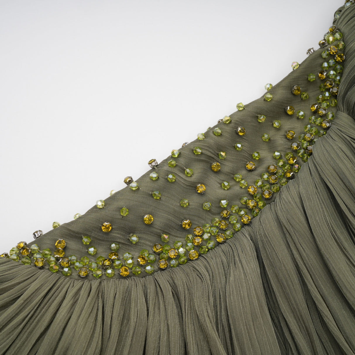 Aurohaya Katrin Green One Shoulder Ruched Maxi Dress
