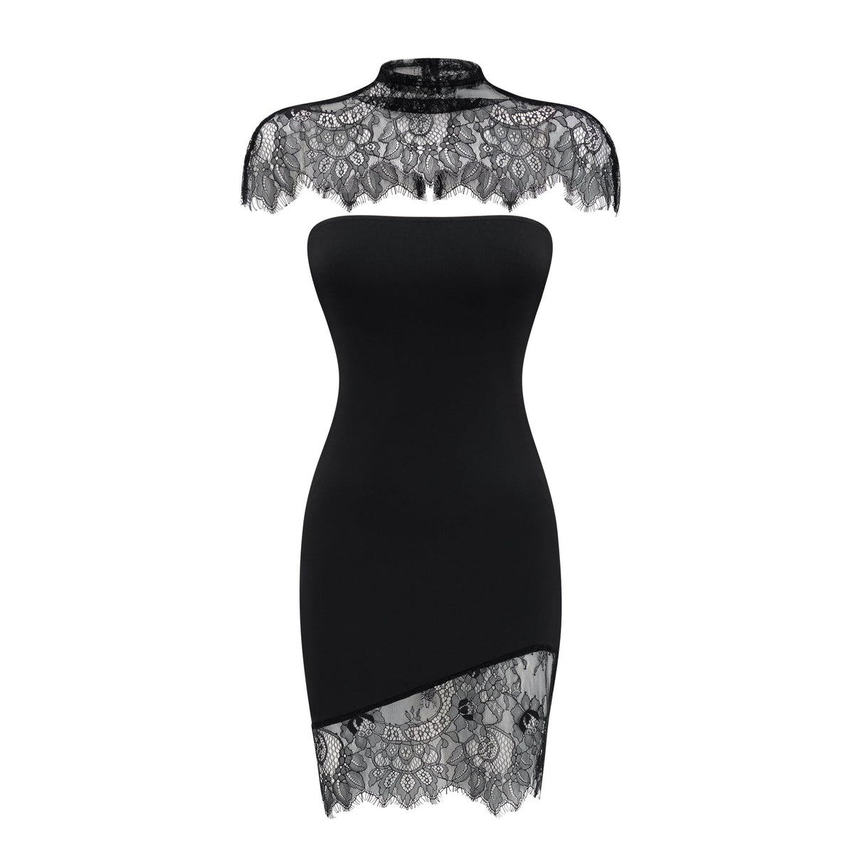 Aurohaya Alvaro Black Lace Shawl & Dress Set