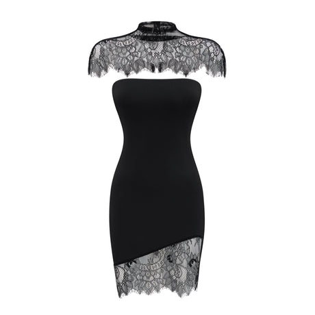 Aurohaya Alvaro Black Lace Shawl & Dress Set