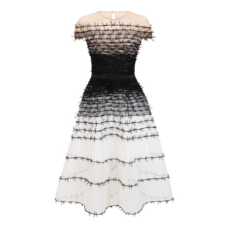 Aurohaya Eléonore Color Block Tulle Midi Dress