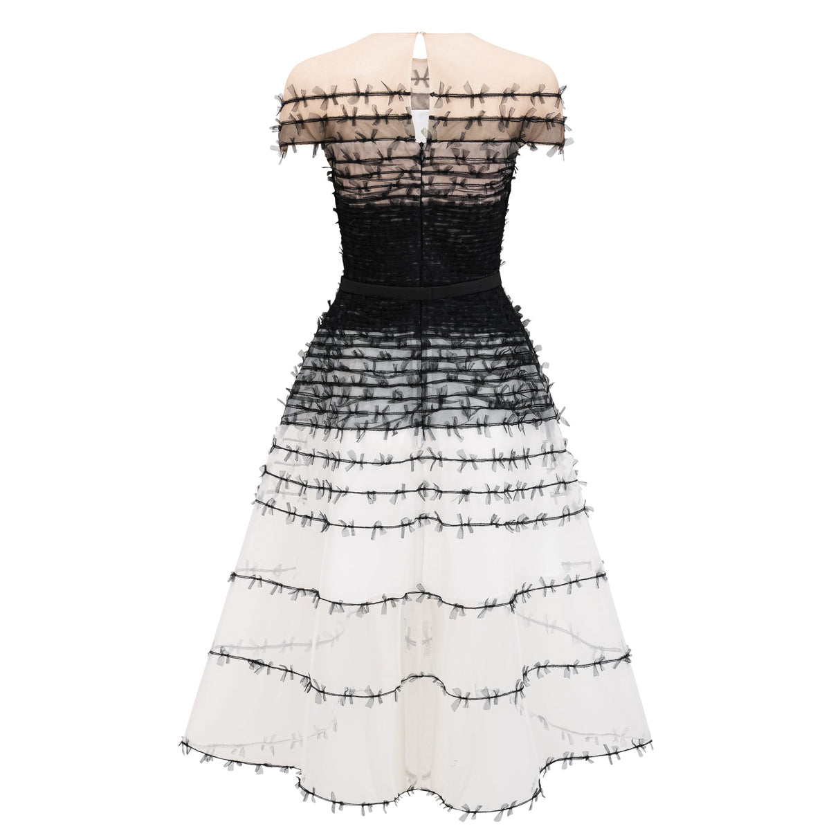 Aurohaya Eléonore Color Block Tulle Midi Dress