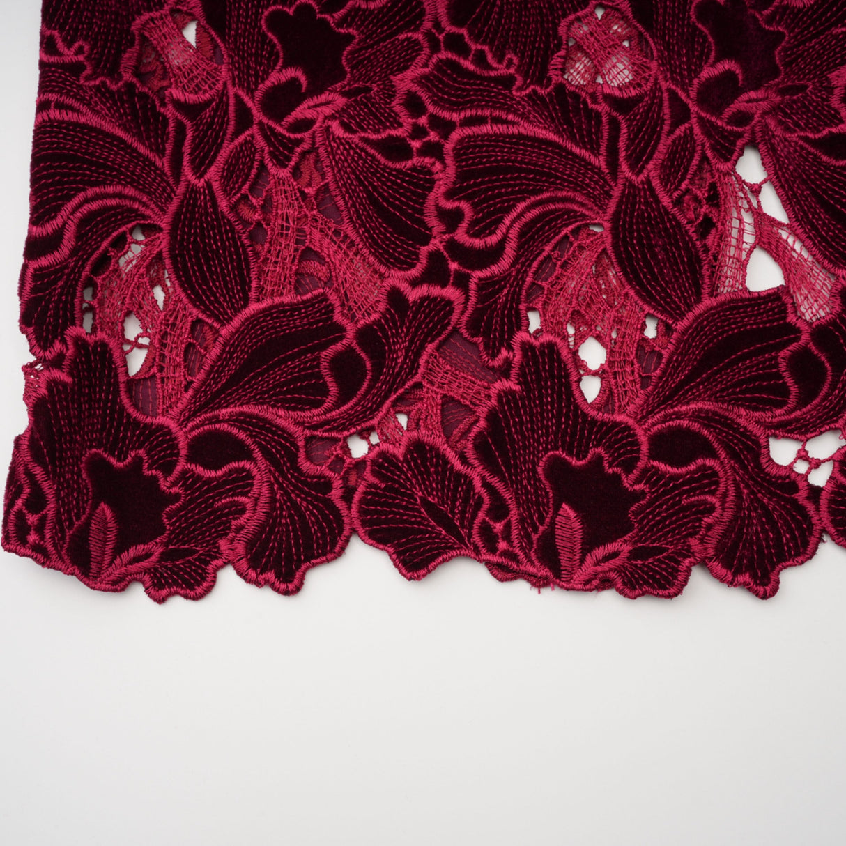 Aurohaya Hafdis Red Floral Embroidered Midi Dress
