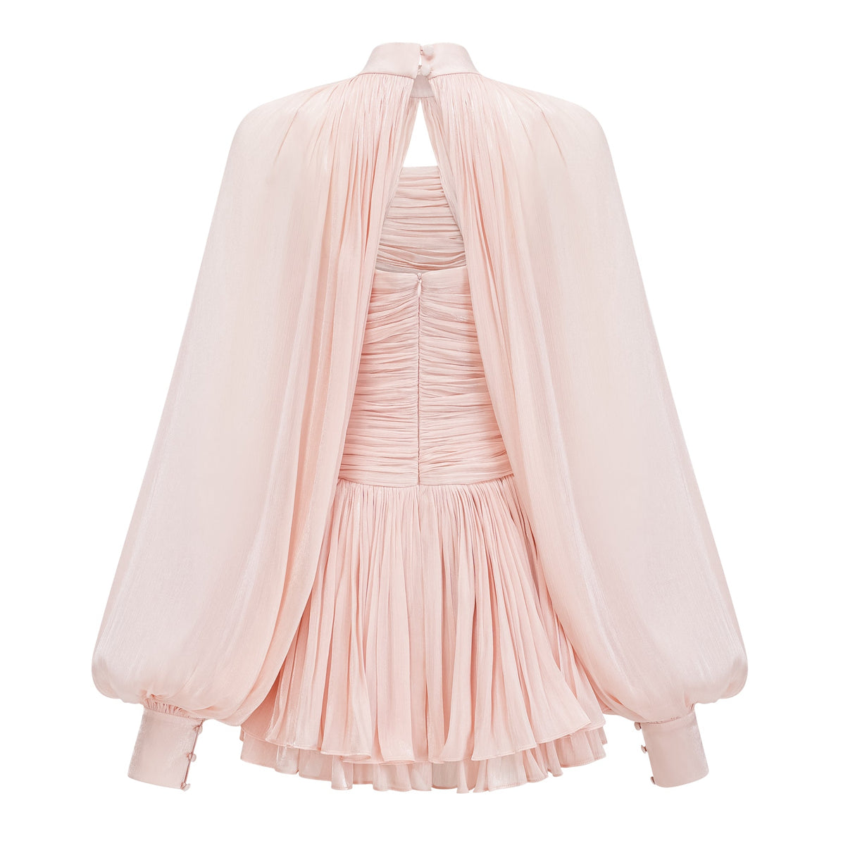 Aurohaya Bernice Pink Glossy Cape & Dress Set