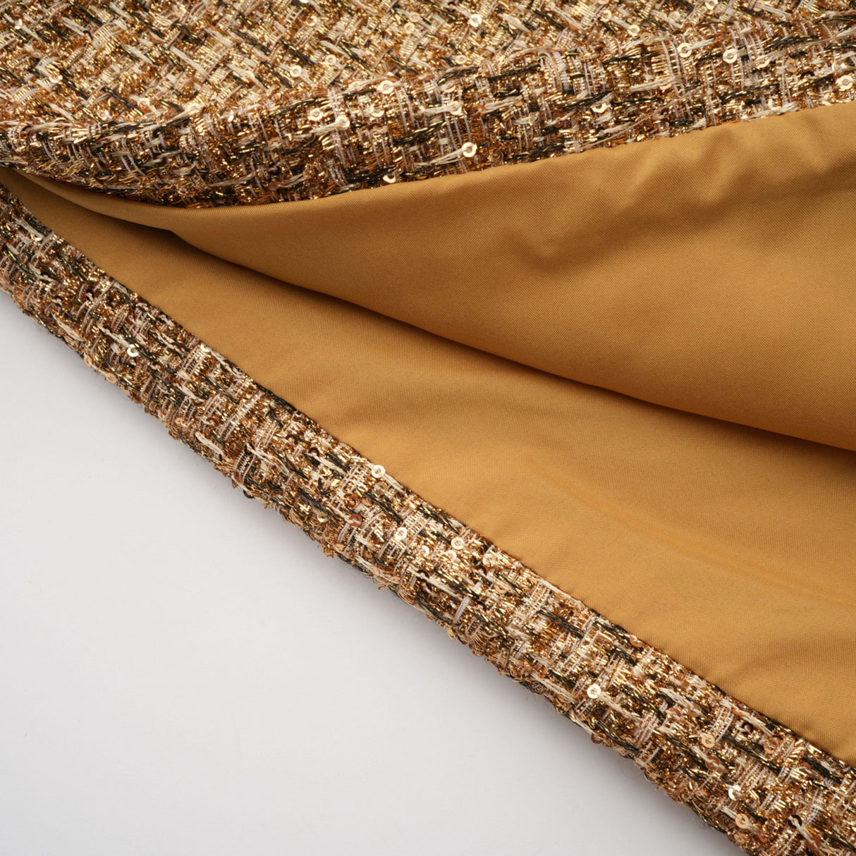 Aurohaya Arna Gold Round Neck Tweed Mini Dress