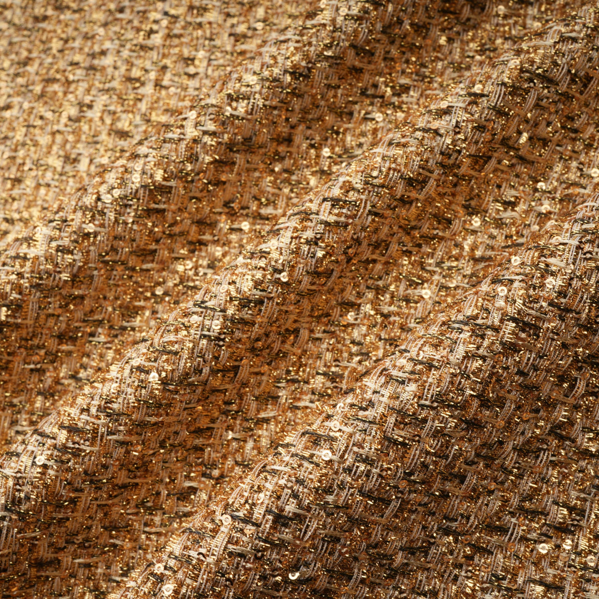 Aurohaya Arna Gold Round Neck Tweed Mini Dress