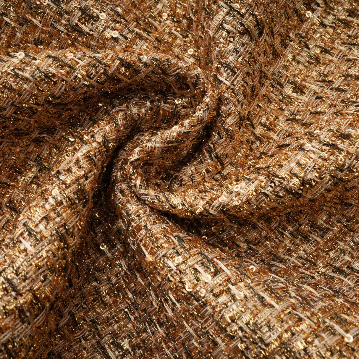 Aurohaya Arna Gold Round Neck Tweed Mini Dress
