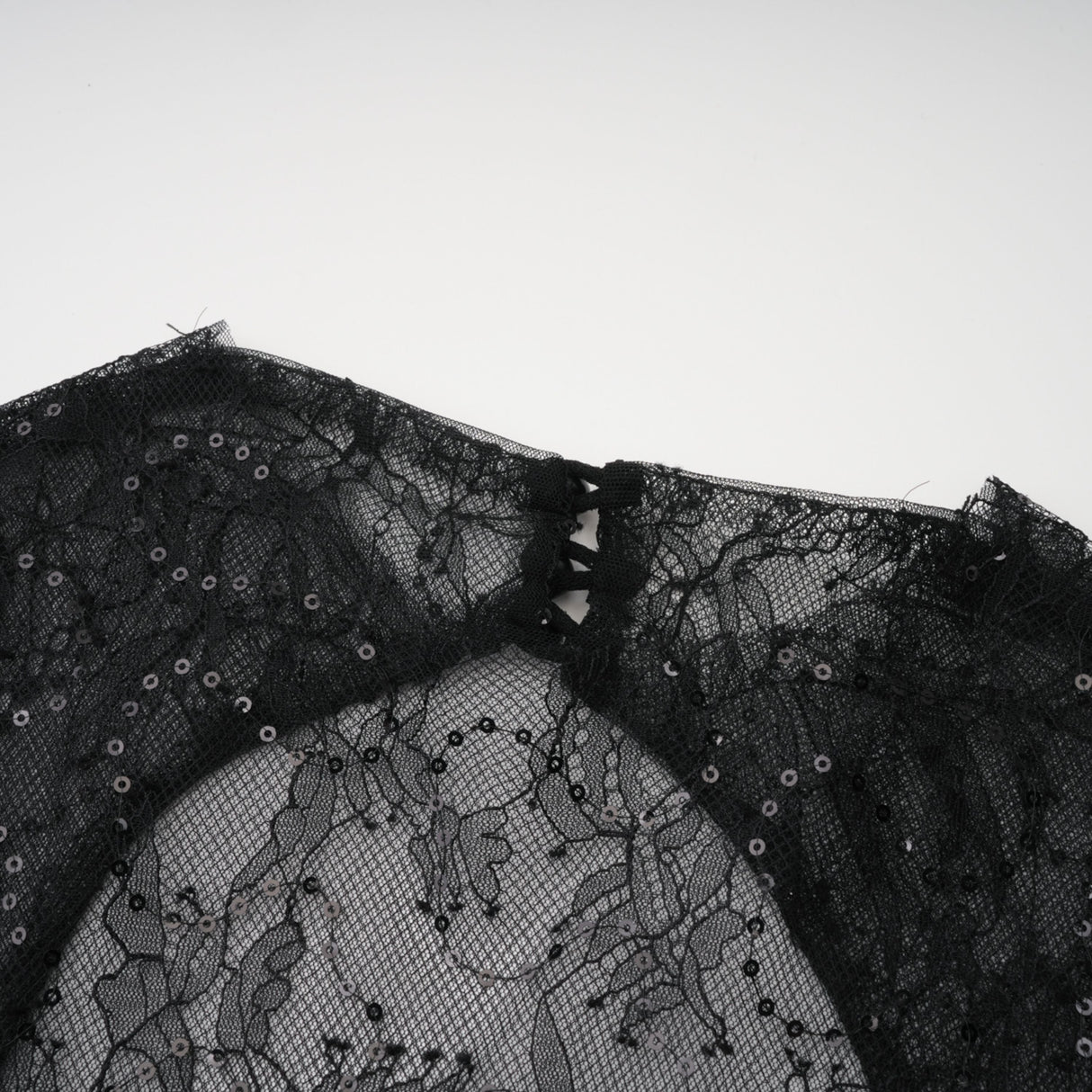 Aurohaya Velia Black Lace Glitter Tulle Maxi Gown