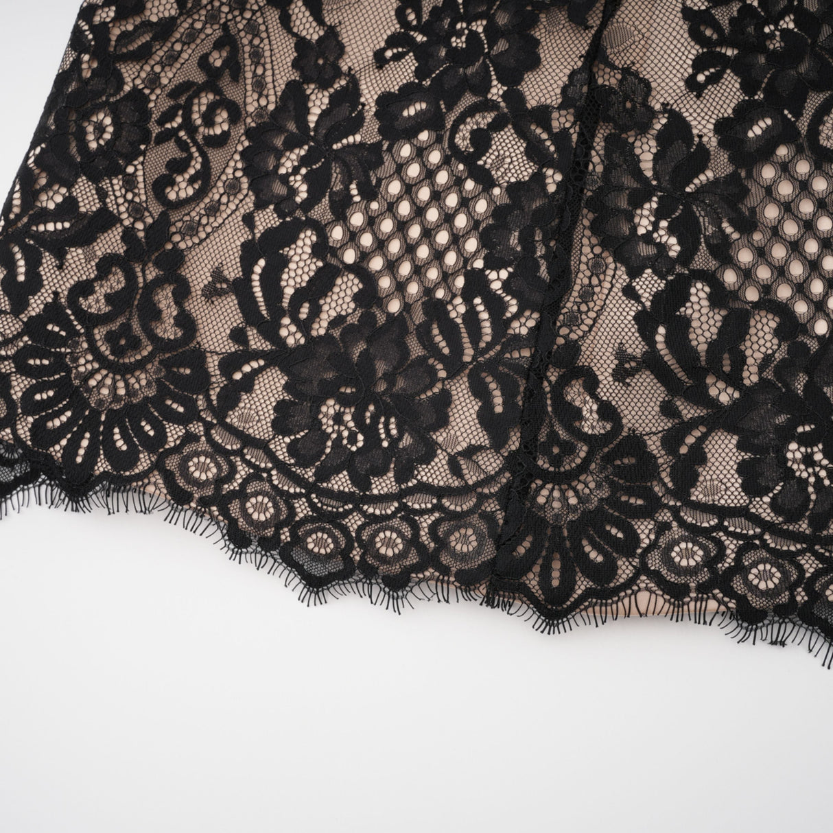 Aurohaya Aleksandra Black Floral Lace Mini Dress