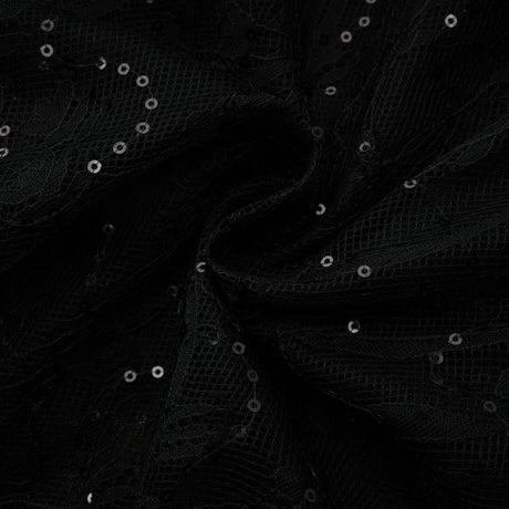Aurohaya Velia Black Lace Glitter Tulle Maxi Gown