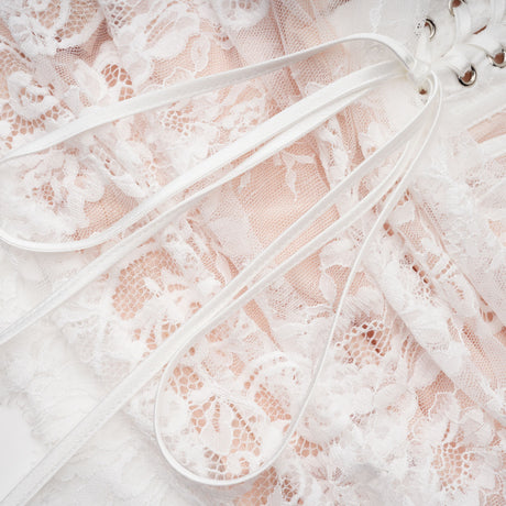 Aurohaya Margherita White Floral Lace Dress & Skirt Set